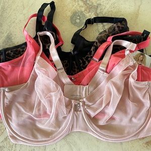 Bundle of 3 Curvy Couture Sheer Mesh Full Coverage Unlined Underwire Bras!! 38H